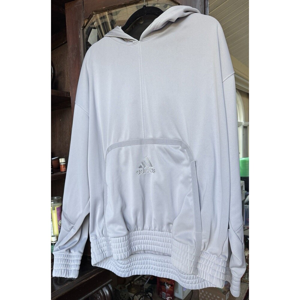 Adidas Men’s XL Tech Hoodie Pale Blue Gray Pullover Athletic Layer